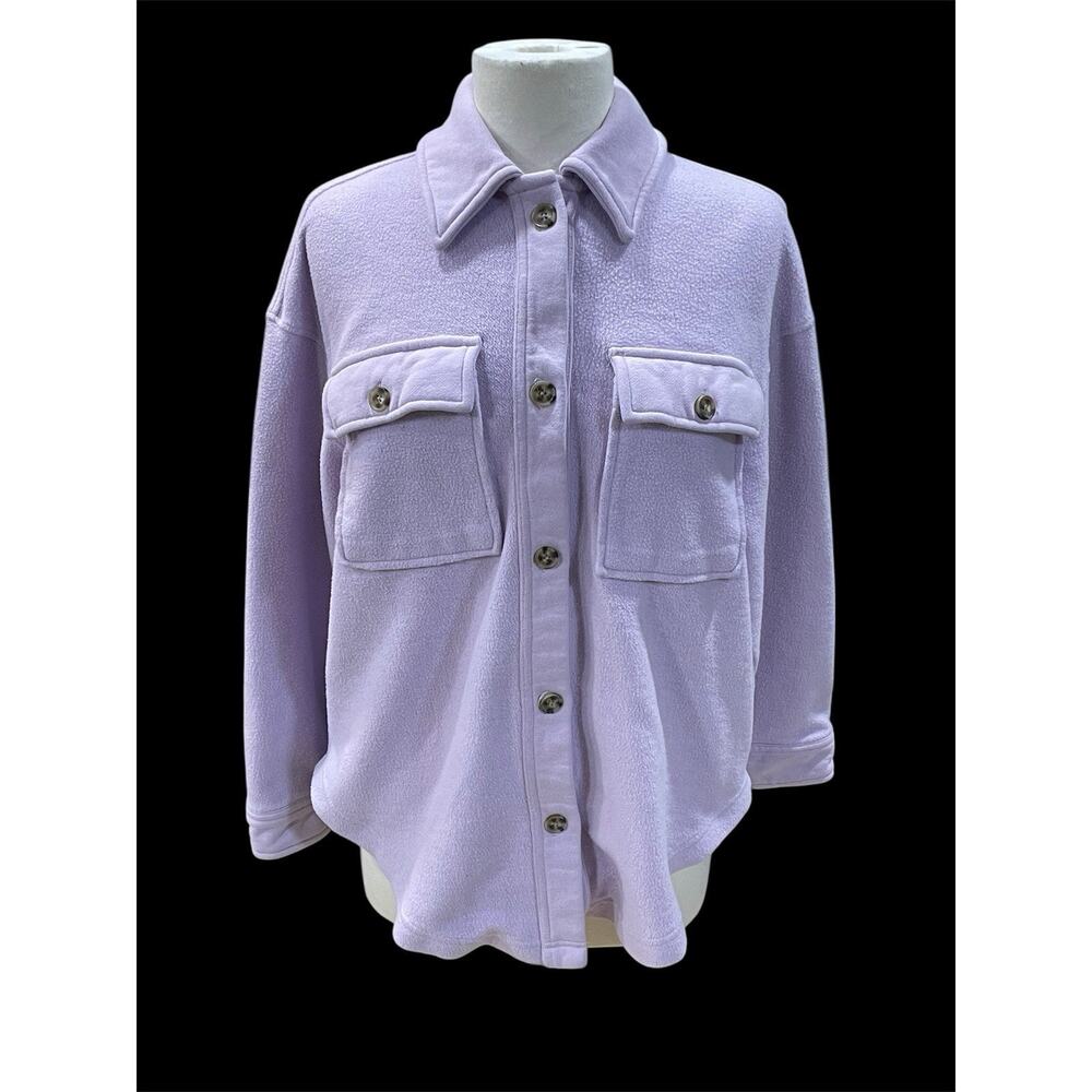 Rip Curl High Tide Fleece Shacket, Women's Size XS Purple Button Up Jacket